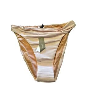 J. Crew Women's Ribbed High-Rise Cheeky Bikini Bottom Pink Size Small NWT